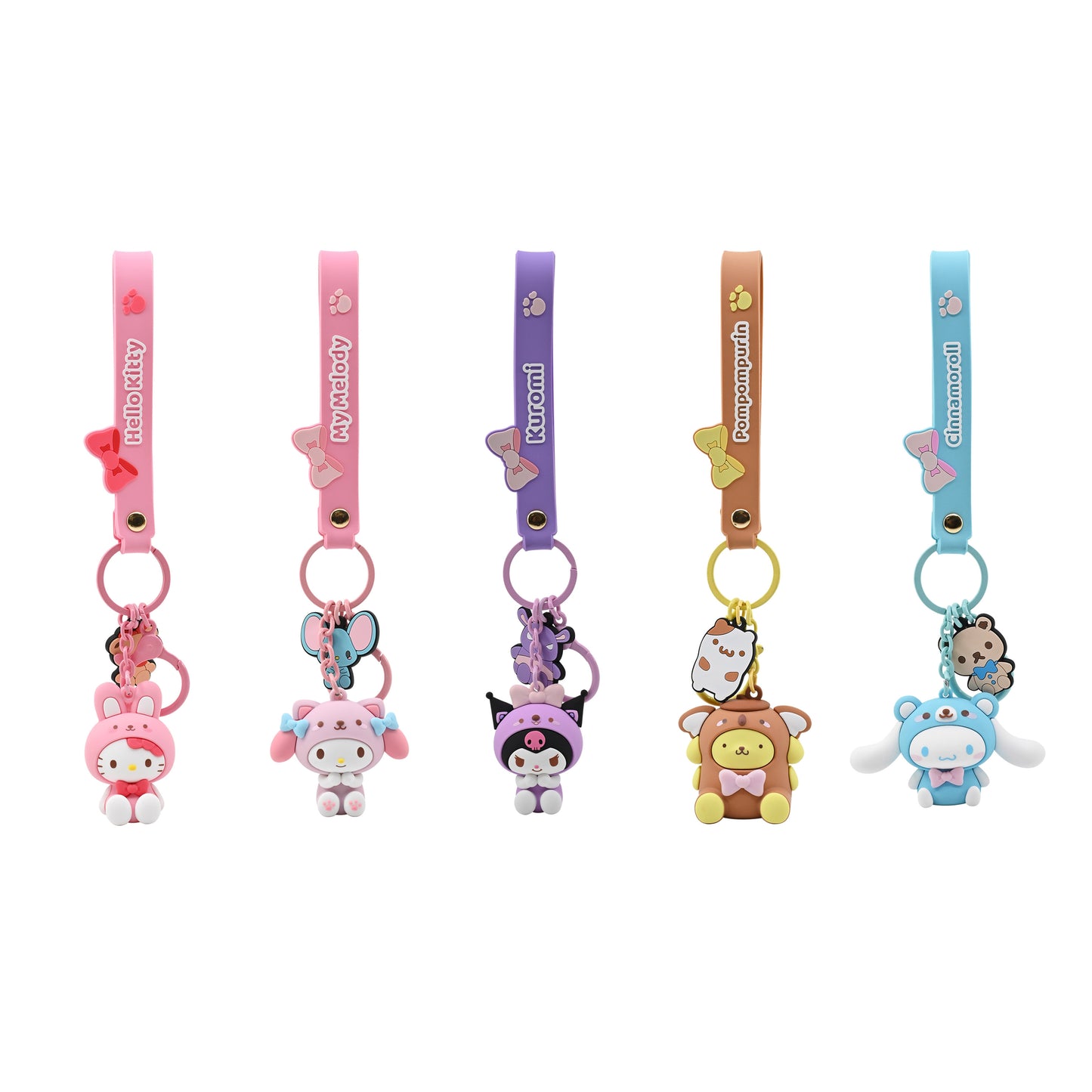 11540 - HELLO KITTY AND FRIENDS - KEYCHAIN WITH HAND STRAP - ANIMALS SERIES Portachiavi Kuromi