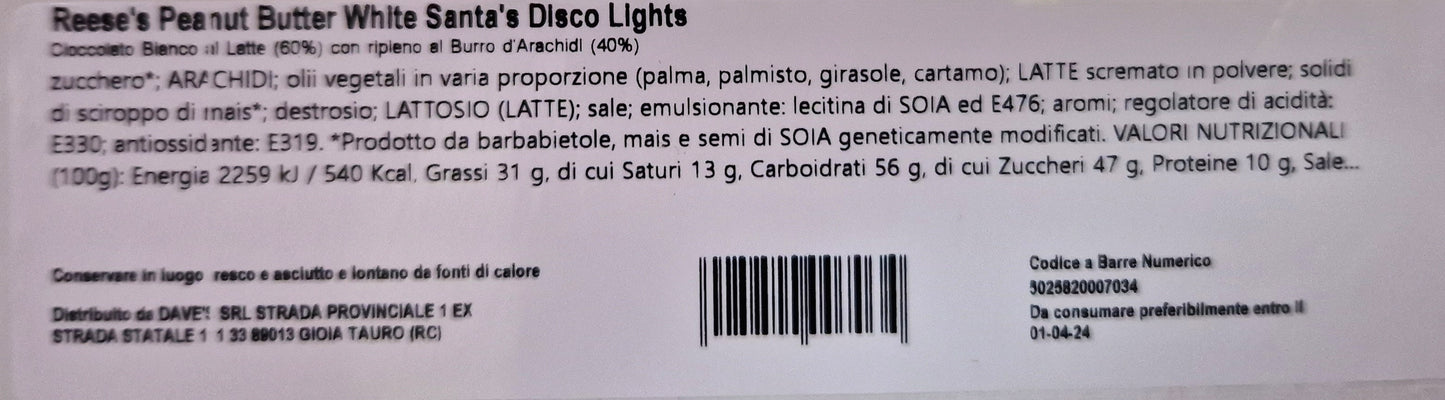 Reese’s Peanut Butter White Santa’s Disco Lights Natale