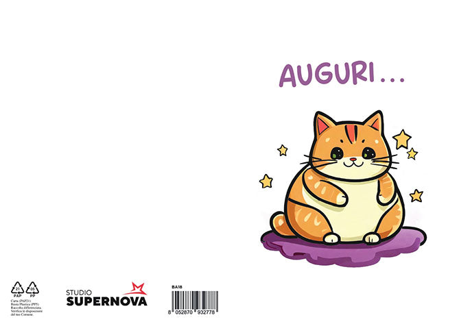 BIGLIETTO AUGURI - BA18 - KAWAII GATTONE