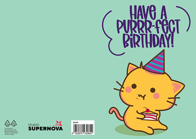 BIGLIETTO AUGURI - BA03 - KAWAII PURRR-FECT