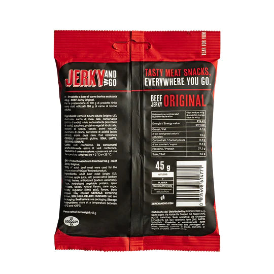 Jerky and Go Beef Jerky Original, carne secca di manzo da 45g