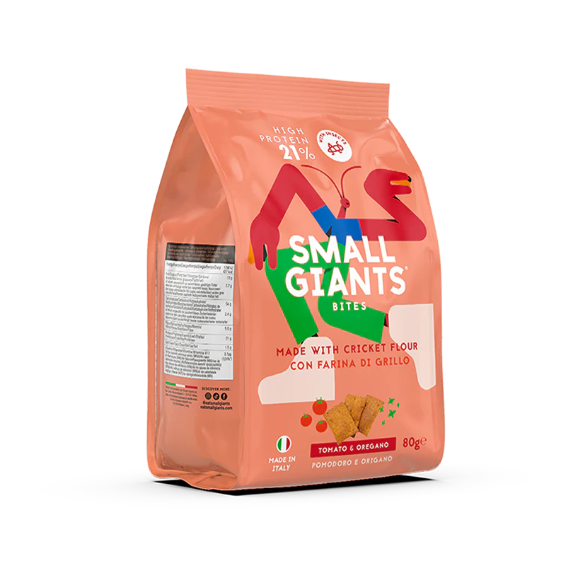 Small Giants Cracker Bites con Farina di Grillo al gusto Pomodoro e Origano (80g)