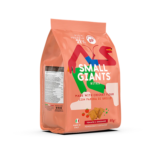 Small Giants Cracker Bites con Farina di Grillo al gusto Pomodoro e Origano (80g)