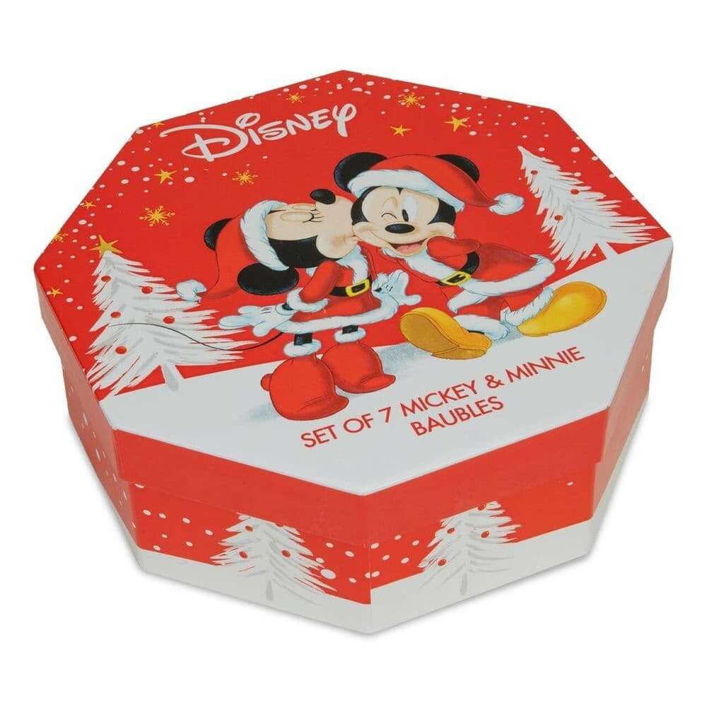 Disney Christmas Mickey Mouse e Minnie BAUBLES 7 Palline di Natale