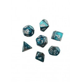 CHX 20656 - SET 7 DADI POLIEDRICI GEMINI - STEEL-TEAL/WHITE