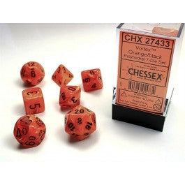 CHX 27433 - SET 7 DADI POLIEDRICI - VORTEX ORANGE W/BLACK