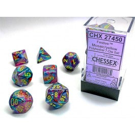 CHX 27450 - SET 7 DADI POLIEDRICI - FESTIVE MOSAIC/YELLOW