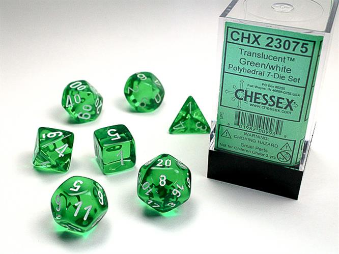 CHX 23075 - SET 7 DADI POLIEDRICI - GREEN/WHITE