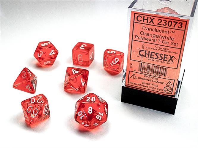 CHX 23073 - SET 7 DADI POLIEDRICI - ORANGE/WHITE