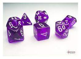 CHX 20377 - SET 7 DADI POLIEDRICI MINI - TRANSLUCENT PURPLE/WHITE