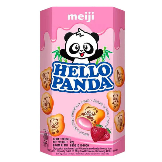 Meiji Hello Panda Strawberry, biscottini ripieni di crema alla fragola