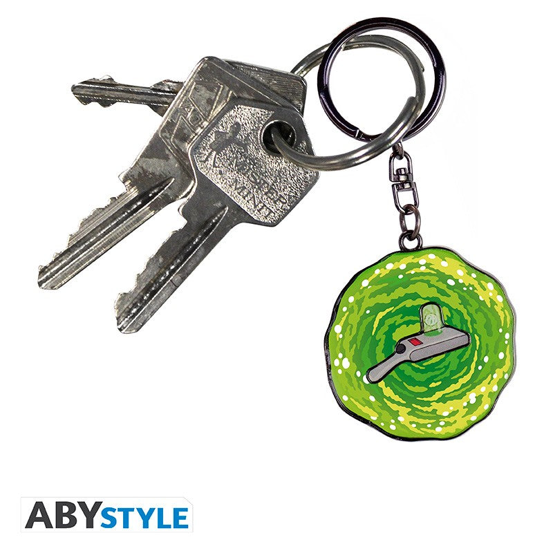 ABYKEY387 - RICK AND MORTY - PORTACHIAVI IN METALLO Moving Keychain Portal Gun