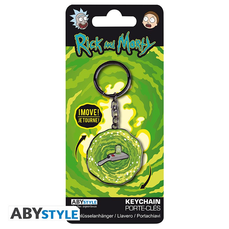 ABYKEY387 - RICK AND MORTY - PORTACHIAVI IN METALLO Moving Keychain Portal Gun