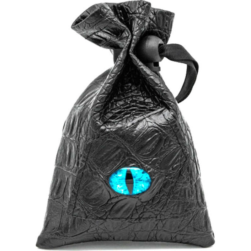 SACCHETTO PORTA DADI SIMILPELLE NERO CON OCCHIO BLU