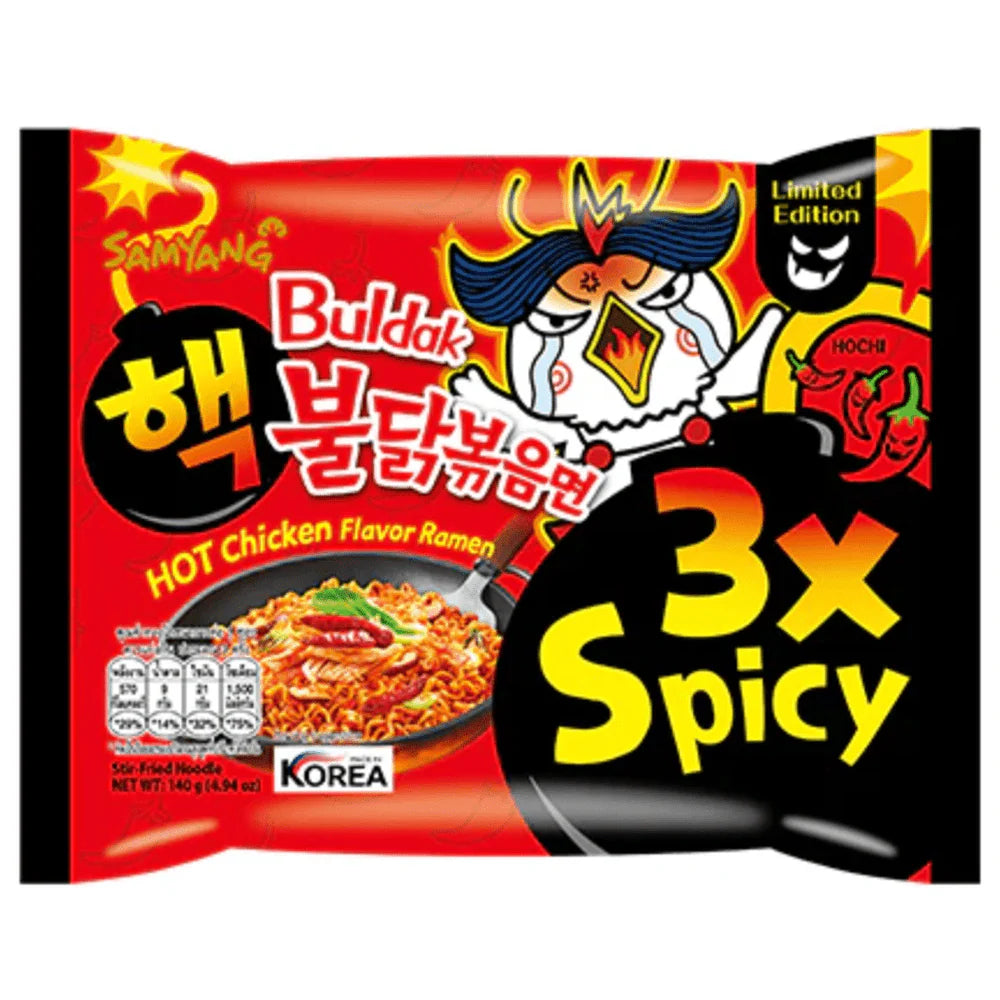 Samyang Buldak Ramen - 3x Extreme Spicy Hot Chicken Flavour Instant Noodles (140 gr)