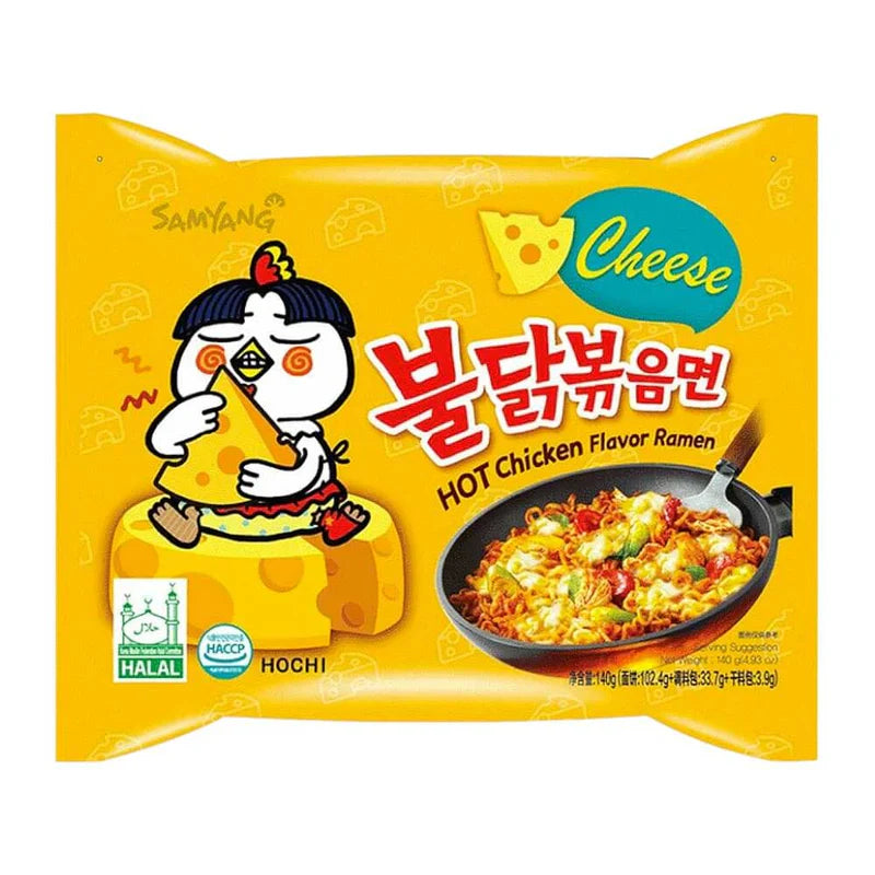 Samyang Buldak Instant Noodles al formaggio, noodles di frumento con salsa al formaggio da 130g