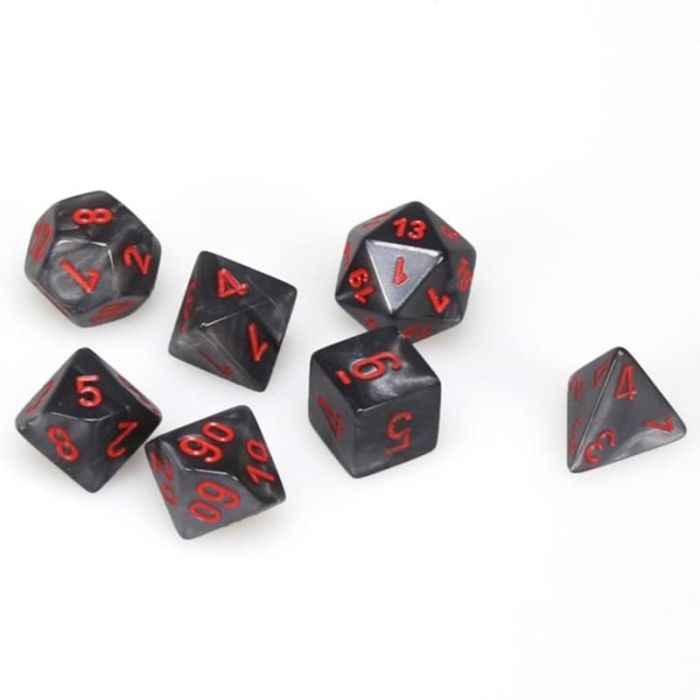 CHX 20478 - SET 7 DADI POLIEDRICI - VELVET BLACK/RED
