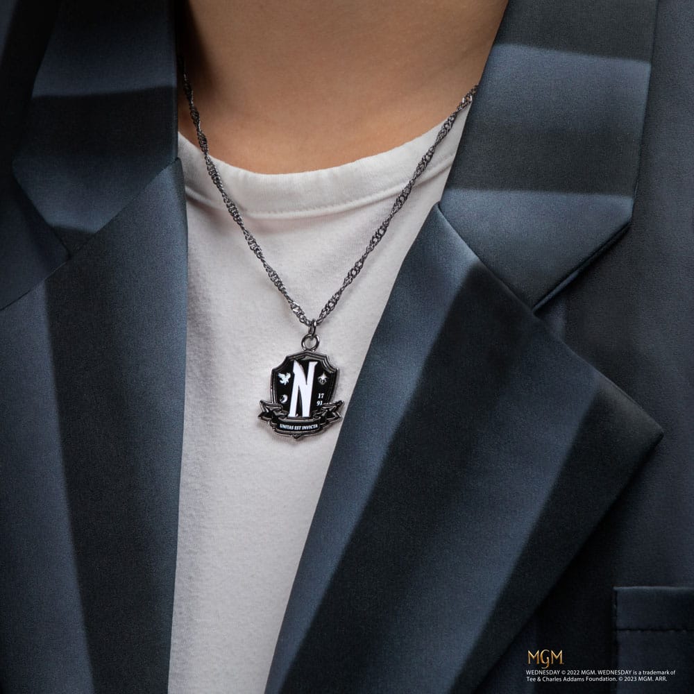 Wednesday Addams Mercoledì Collana Necklace with Pendant Nevermore Academy Black