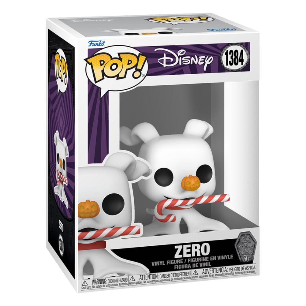 Nightmare before Christmas 30th Funko POP! Disney Vinyl Figure 1384 Zero w/Candy Cane 9 cm