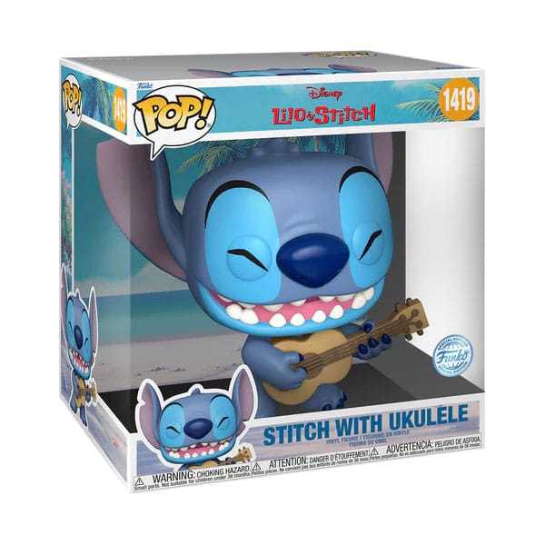 Lilo & Stitch Super Sized Jumbo Funko POP! Games Vinyl Figure 1419 Stitch w/Uke 25 cm