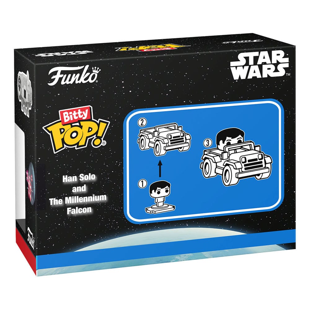 Star Wars Bitty POP! Rides Vinyl Figure Display Han Solo with Millenium Falcon 2,5 cm