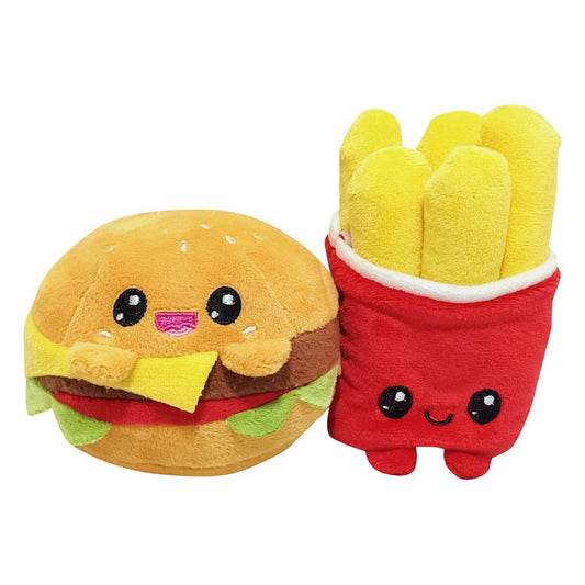 Yummis Together Plush Peluche Figures 2 Pack Burger & Patatine Fritte in Take Away Bag 21 cm