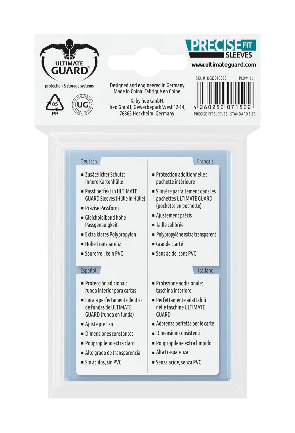 Ultimate Guard Precise - Fit Sleeves Standard Size Transparent (100) Buste protettive