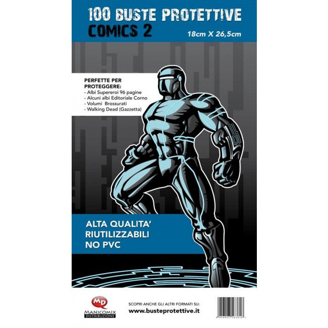 100 BUSTE PROTETTIVE COMICS 2 (18,0 X 26,5)