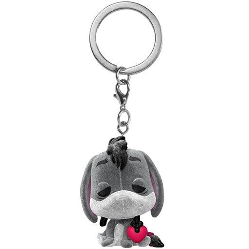 Disney Pocket Funko POP! WINNIE THE POOH - EEYORE W/HEART FLOAKED Vinyl Keychain 4 cm