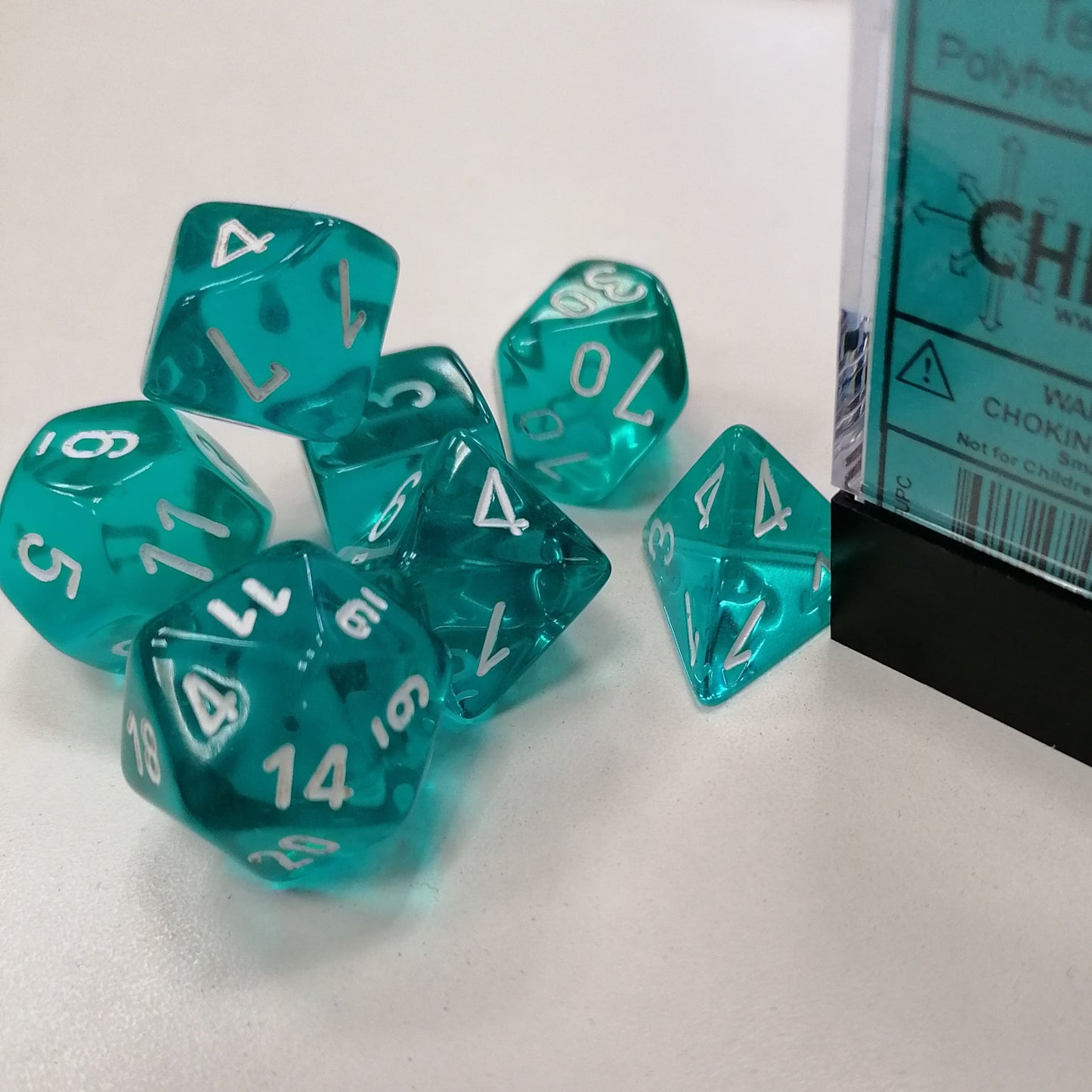 CHX 23085 - SET 7 DADI POLIEDRICI - TEAL/WHITE