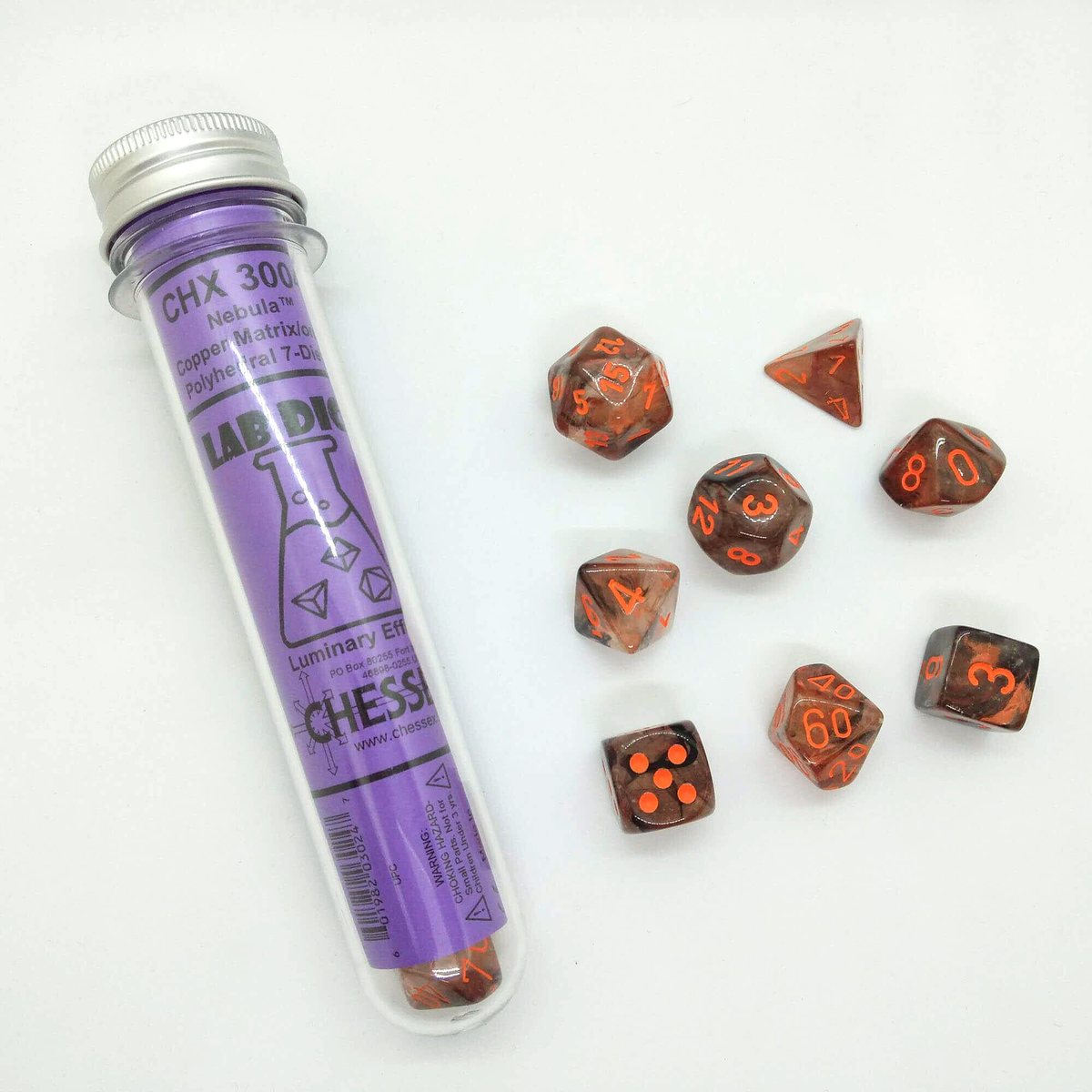 CHX 30040 - SET 8 DADI POLIEDRICI - NEBULA COPPER MATRIX