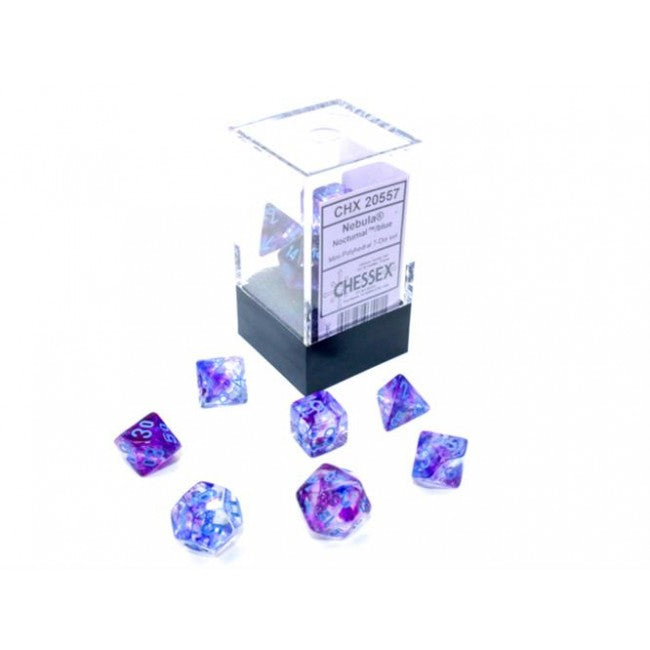 CHX 20557 - SET 7 DADI POLIEDRICI MINI - NEBULA NOCTURNAL/BLUE LUMINARY