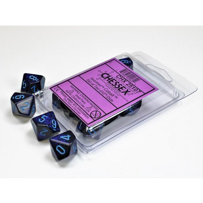 CHX 25107 - SET 10 DADI 10 FACCE PUNTINATI - COBALT