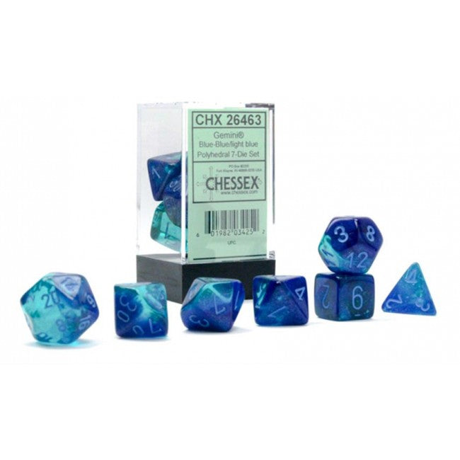 CHX 26463 - SET 7 DADI POLIEDRICI GEMINI - BLUE/LIGHT BLUE LUMINARY