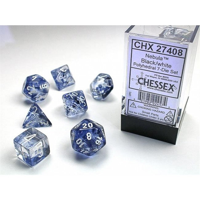 CHX 27408 - SET 7 DADI POLIEDRICI - NEBULA BLACK W/WHITE