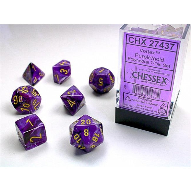CHX 27437 - SET 7 DADI POLIEDRICI - VORTEX PURPLE W/GOLD LUMINARY