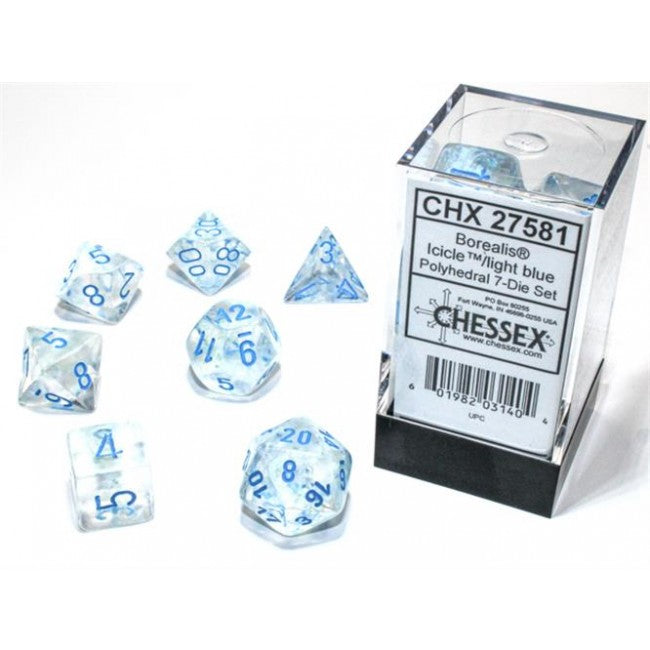 CHX 27581 - SET 7 DADI POLIEDRICI - BOREALIS ICICLE/LIGHT BLUE LUMINARY