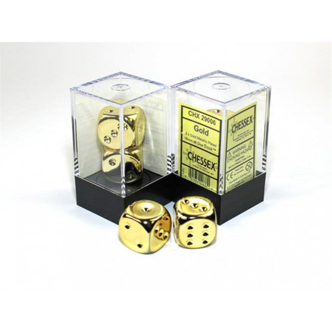 CHX 29006 - SET DADI SPECIALI - 2 DADI 6 FACCE 16 MM - GOLD-PLATED METALLIC