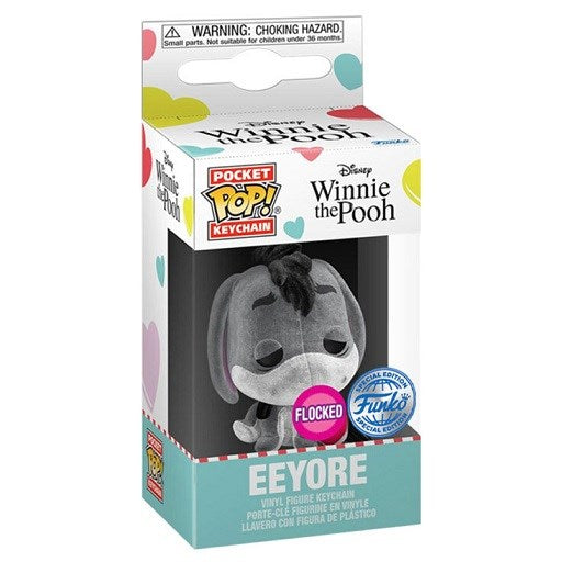 Disney Pocket Funko POP! WINNIE THE POOH - EEYORE W/HEART FLOAKED Vinyl Keychain 4 cm