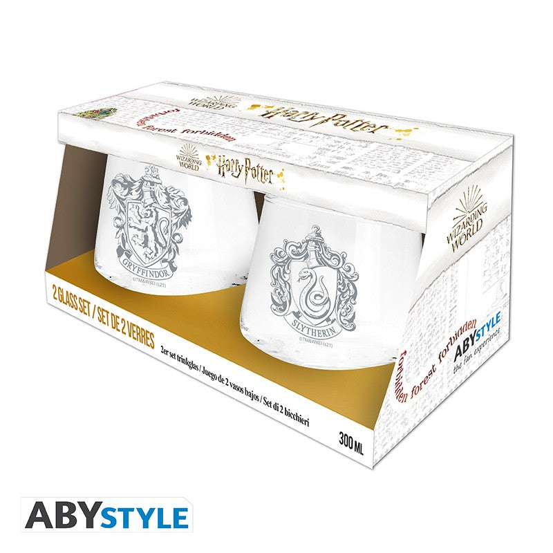 ABYVER187 - HARRY POTTER - SET 2 BICCHIERI 300ML GRYFFINDOR & SLYTHERIN
