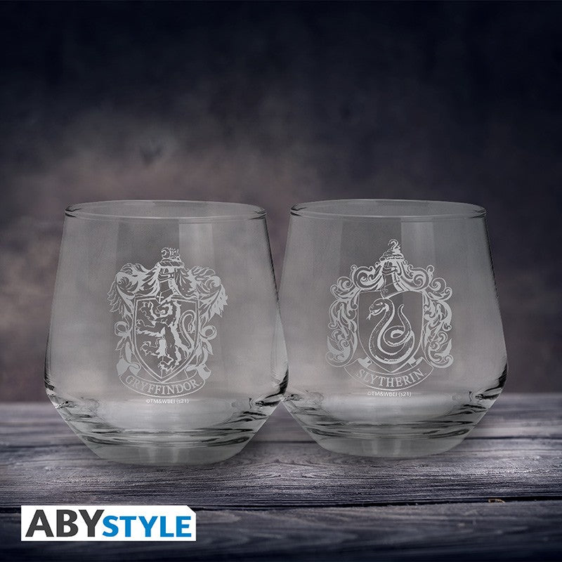 ABYVER187 - HARRY POTTER - SET 2 BICCHIERI 300ML GRYFFINDOR & SLYTHERIN