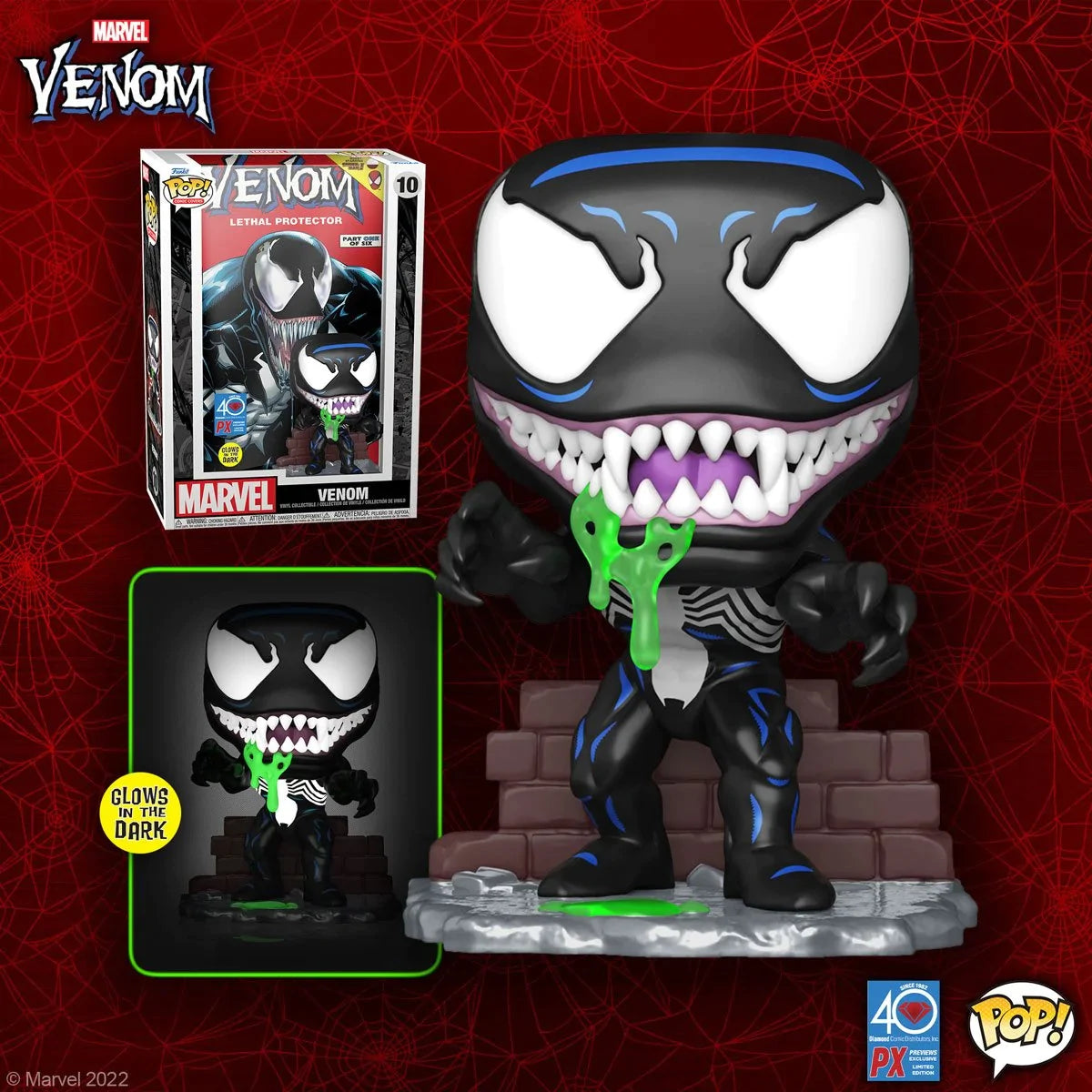 MARVEL Comics FUNKO POP! Comic Cover Vinyl Figure 10 Venom 9 cm - GLOWS IN THE DARK