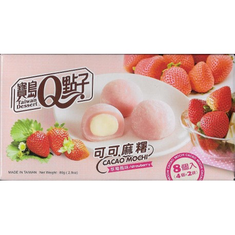 MOCHI DOLCETTI DI RISO CACAO MINI MOCHI - CIOCCOLATO AL LATTE E FRAGOLA (8 PEZZI)