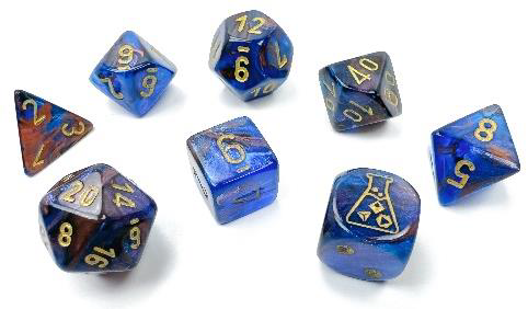 CHX 30055 - SET 7 DADI POLIEDRICI - LUSTROUS AZURITE/GOLD (CON DADO OMAGGIO)