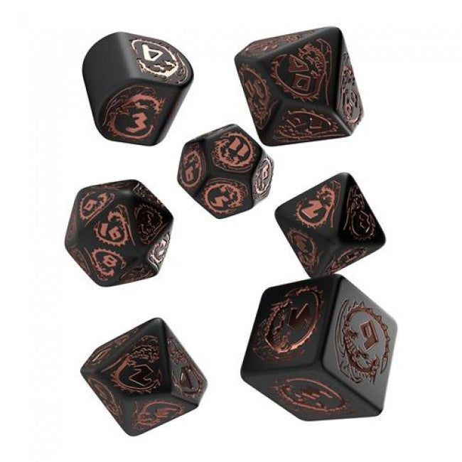 RDRA3X - SET 7 DADI - DRAGONS MODERN BLACK COPPER