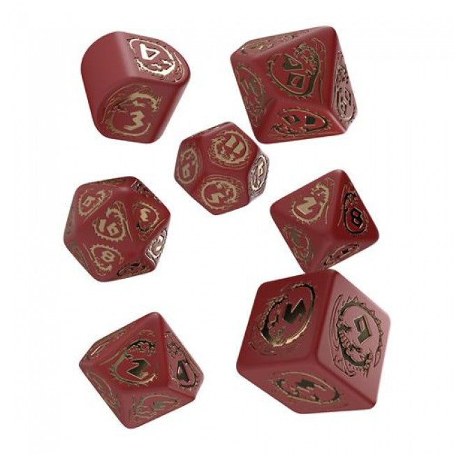 RDRA4C - SET 7 DADI - DRAGONS MODERN RED GOLD