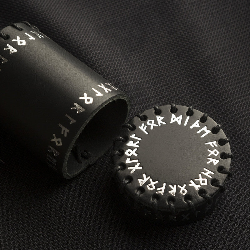 CRUN101 - RUNIC BLACK LEATHER DICE CUP
