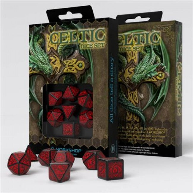 SET 7 DADI CELTIC 3D NERO/ROSSO