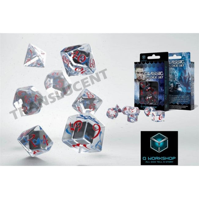 SCLE16 - SET 7 DADI CLASSICI TRASPARENTE ROSSOBLU - 55097
