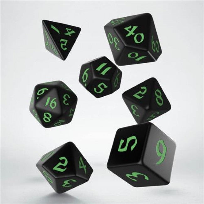 SCLR21 - SET 7 DADI - CLASSIC RUNIC BLACK GREEN